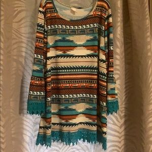 Lily Pad Aztec Tunic shirt sz 3x